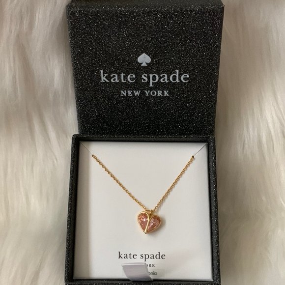 kate spade Jewelry - KATE SPADE Rock Solid Heart Cubic Zirconia Pendant Necklace in Light Pink/Gold